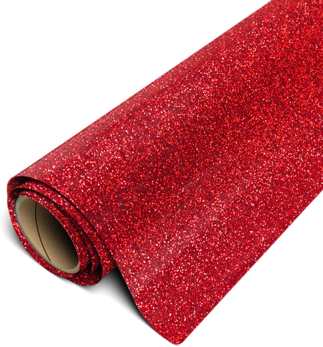 Siser Glitter HTV 20" x 3ft Roll - Iron on Heat Transfer Vinyl (Red)