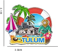 Vista 3 de Tulum México Imán de nevera con imán de madera 3D, monumentos coleccionables de viaje, decoración hecha a mano -2022