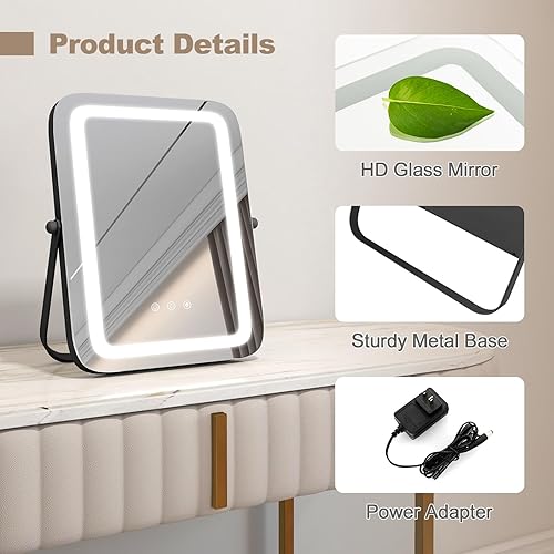 Miniatura 5 de CHARMAID Espejo de maquillaje con luces, espejo de tocador LED de 16 x 12 pulgadas, brillo y ángulos ajustables, 3 modos de iluminación de color,