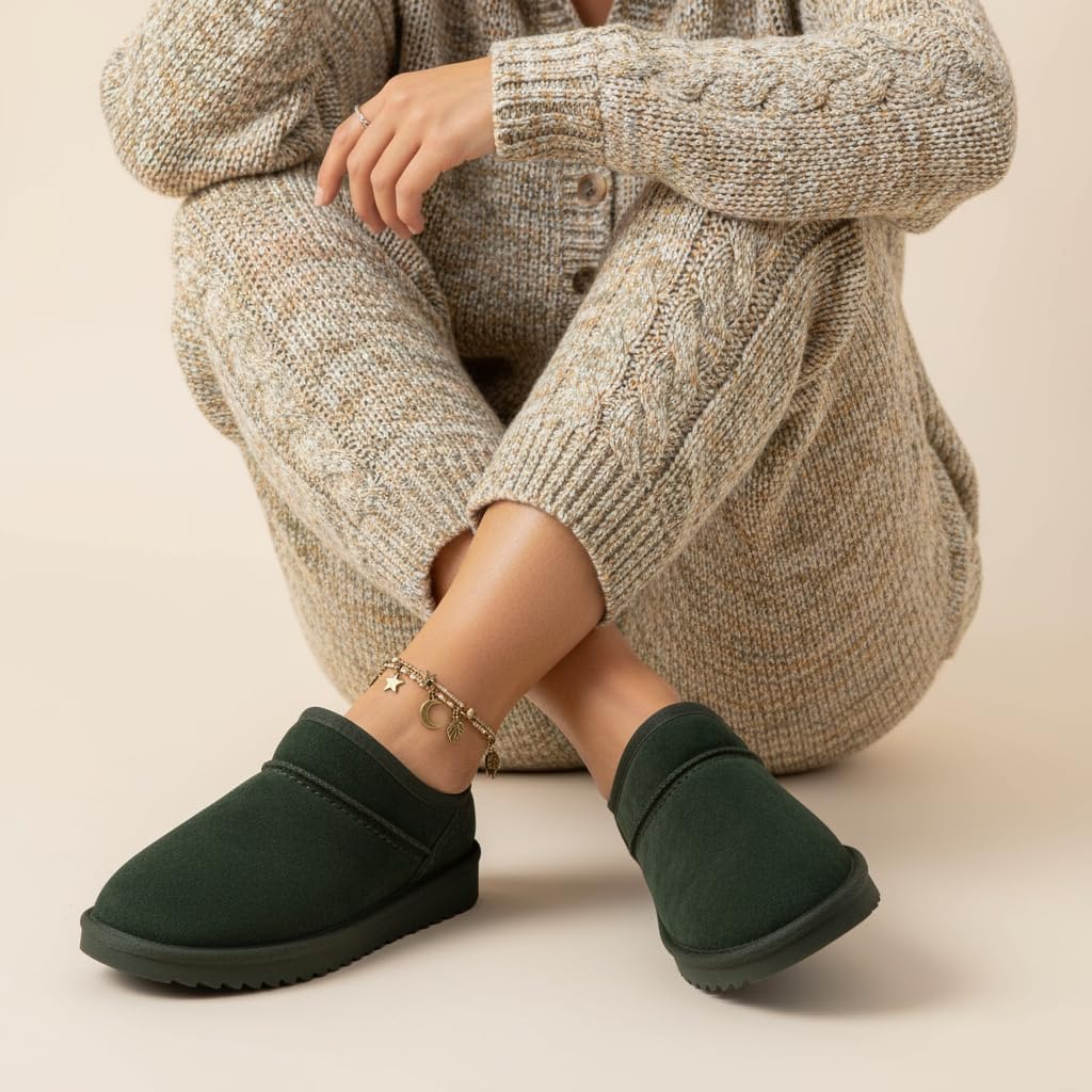 CUSHIONAIRE Hilo-3 Cozy Suede Womens Slippers, Soft Faux Fur Lined Slip On House Shoes for Women with Cushioned Memory Foam - Image 5