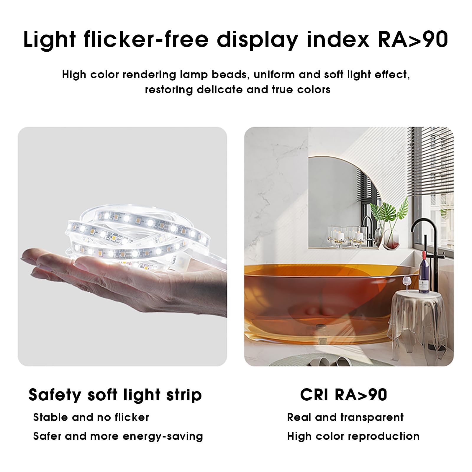 Specchio Espejo de baño ovalado con iluminación LED, regulable en 3 colores, retroiluminado, 50 x 70 cm/60 x 80 cm, espejo de maquillaje de pared asimétrico grande con iluminación a prueba de exp