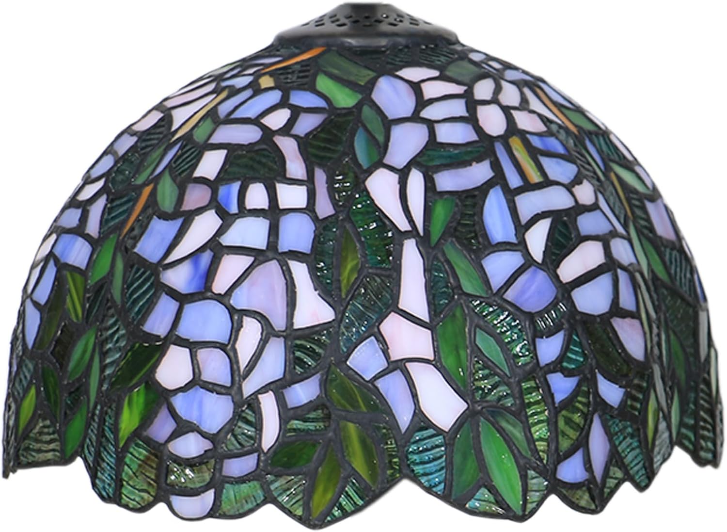 Tiffany Lamp Shade 12" Wide Accessories Replacement Wisteria Style Stained Glass Lampshades Only with Cap Vintage Blue Green Leaves Light Cover for Table Lamp Pendant Light Ceiling Fixture