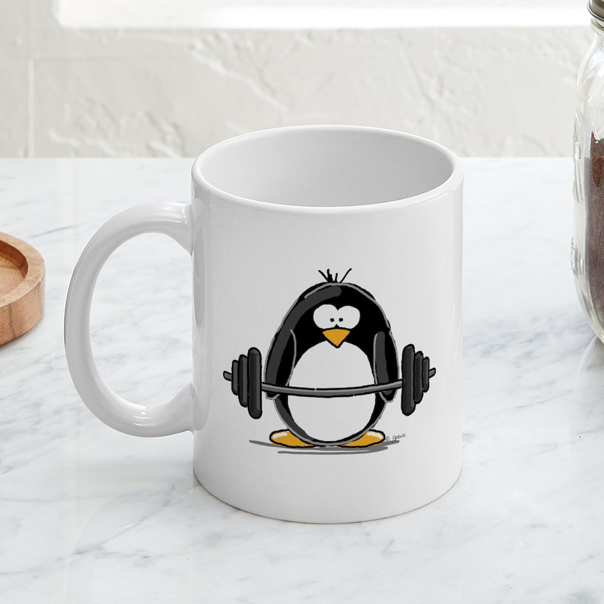 Amazon.com | CafePress Weight Lifting Penguin Mug 11 oz (325 ml) Ceramic  Coffee Mug: Coffee Cups & Mugs