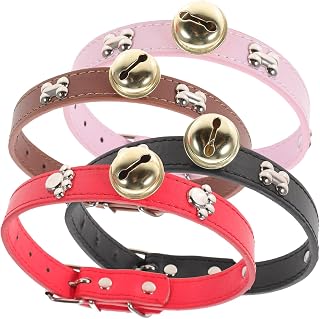 TEHAUX 4 Piezas Collares Ajustables para Ovejas con Campana Paquete de Rojo Negro Rosa y Marrón para Ganado Cabras y Caballos Diseño Cómodo y Seguro para Animales de Granja
