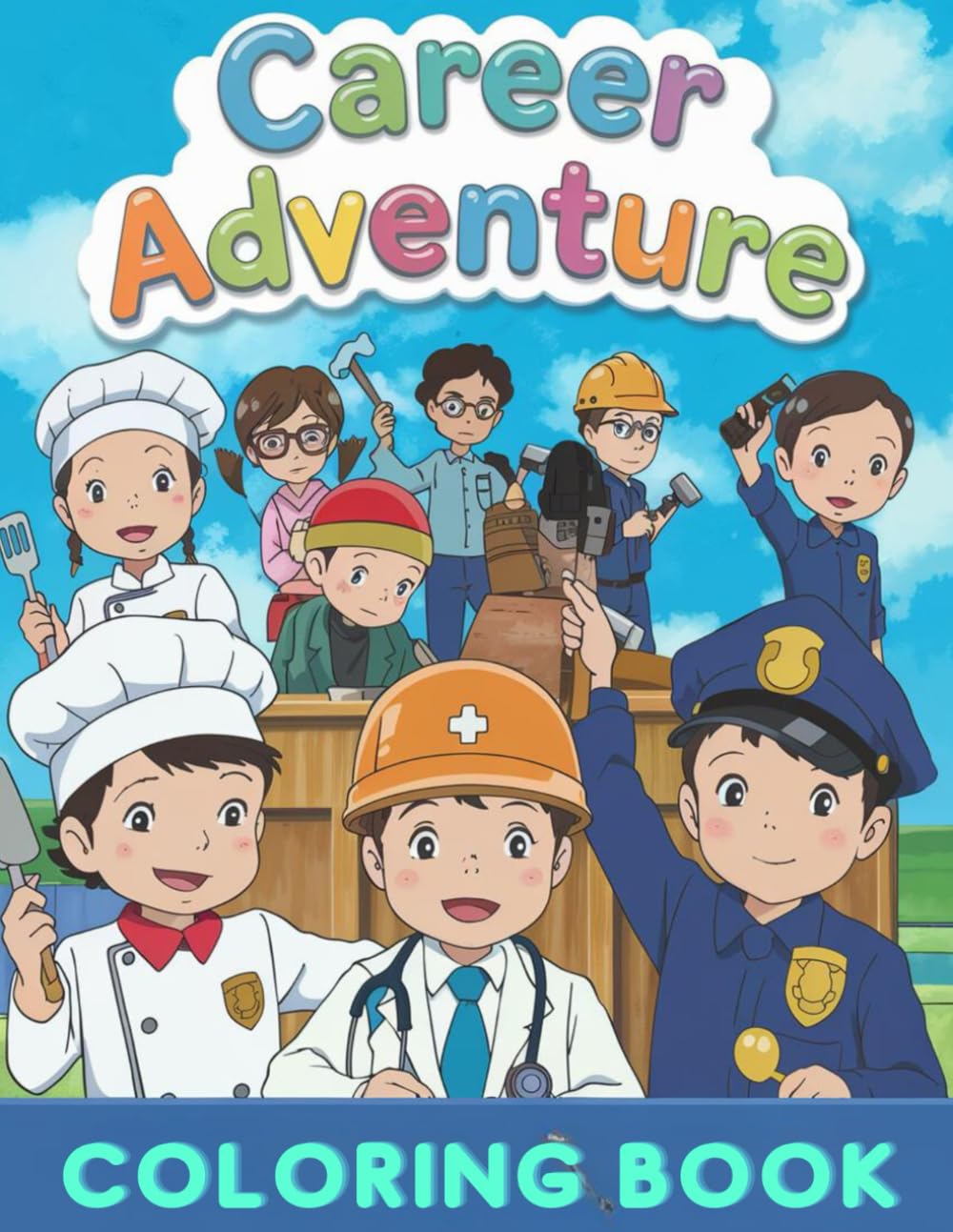 coloring book career adventure: Cute Learning Coloring Pages for Girls and Boys Filled with Different Jobs and Professions