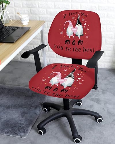 Miniatura 3 de Office Chair Cover I Love You Mom Protective Stretchable Universal Computer Chair Covers Gnome Red Backdrop Stretch Rotating Chair Slipcover