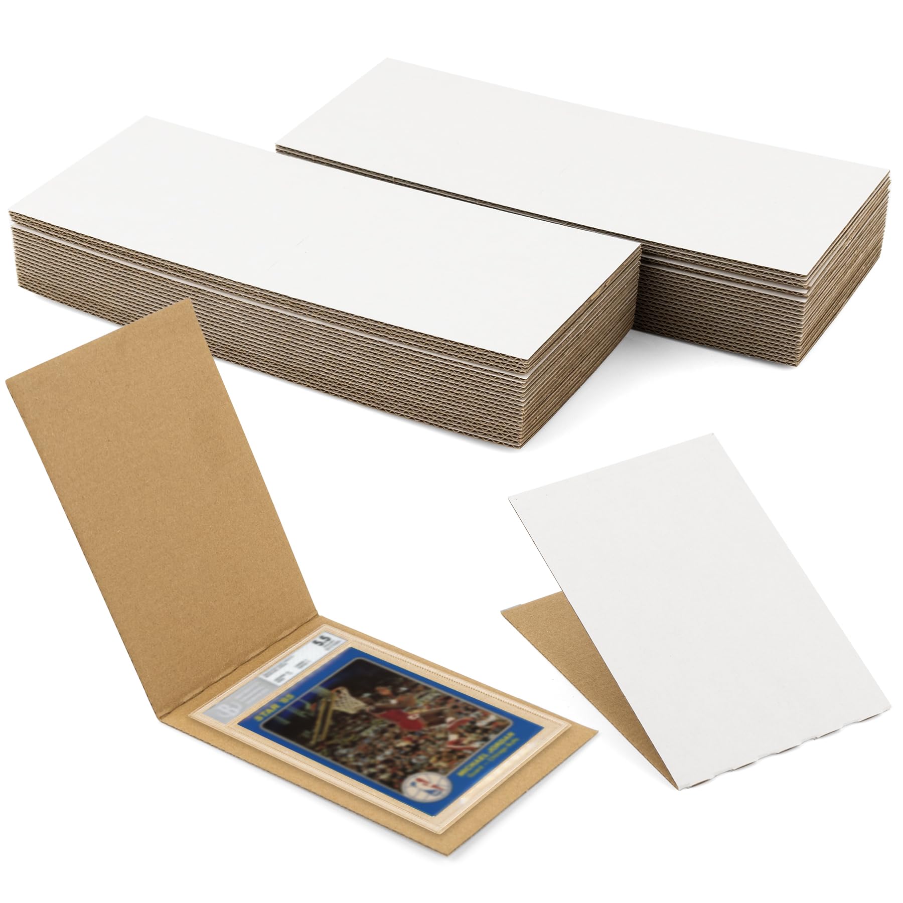 Mat Board Center, 50 Sets 4x6 Graded Card Shipping Protector, Corrugated Packaging Pad, Folding Cardboard Sleeves for Trading Card Folders Mail Shipping Stiffeners, Cardboard Divider