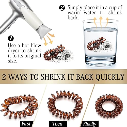 Miniatura 4 de 27 ligas para el cabello en espiral, sin pliegues, bandas elásticas para el cabello, multicolor, impermeables, accesorios para el cabello para