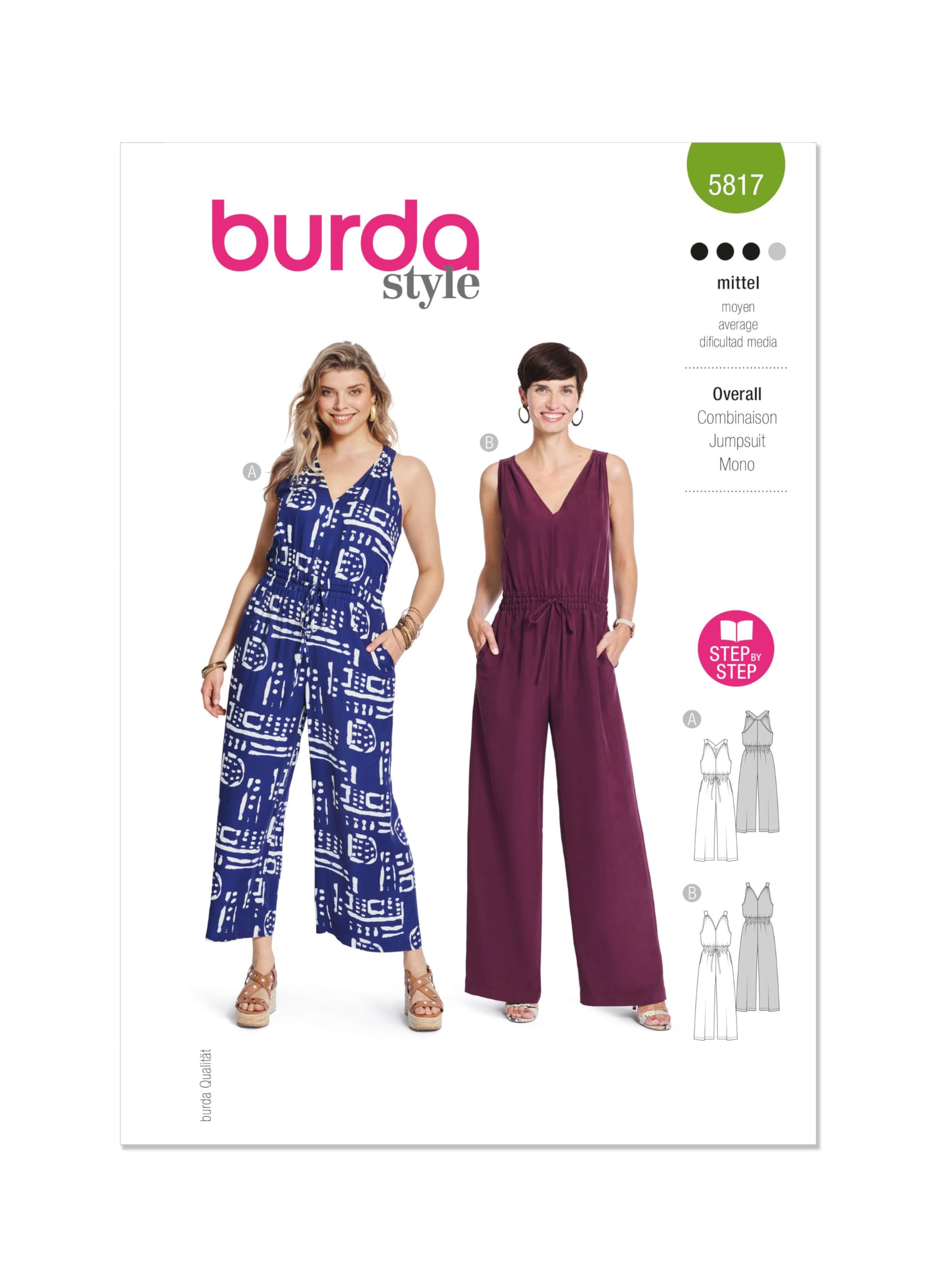Burda Paper Sewing Pattern 5817 Jumpsuits 10-22 (36-48)