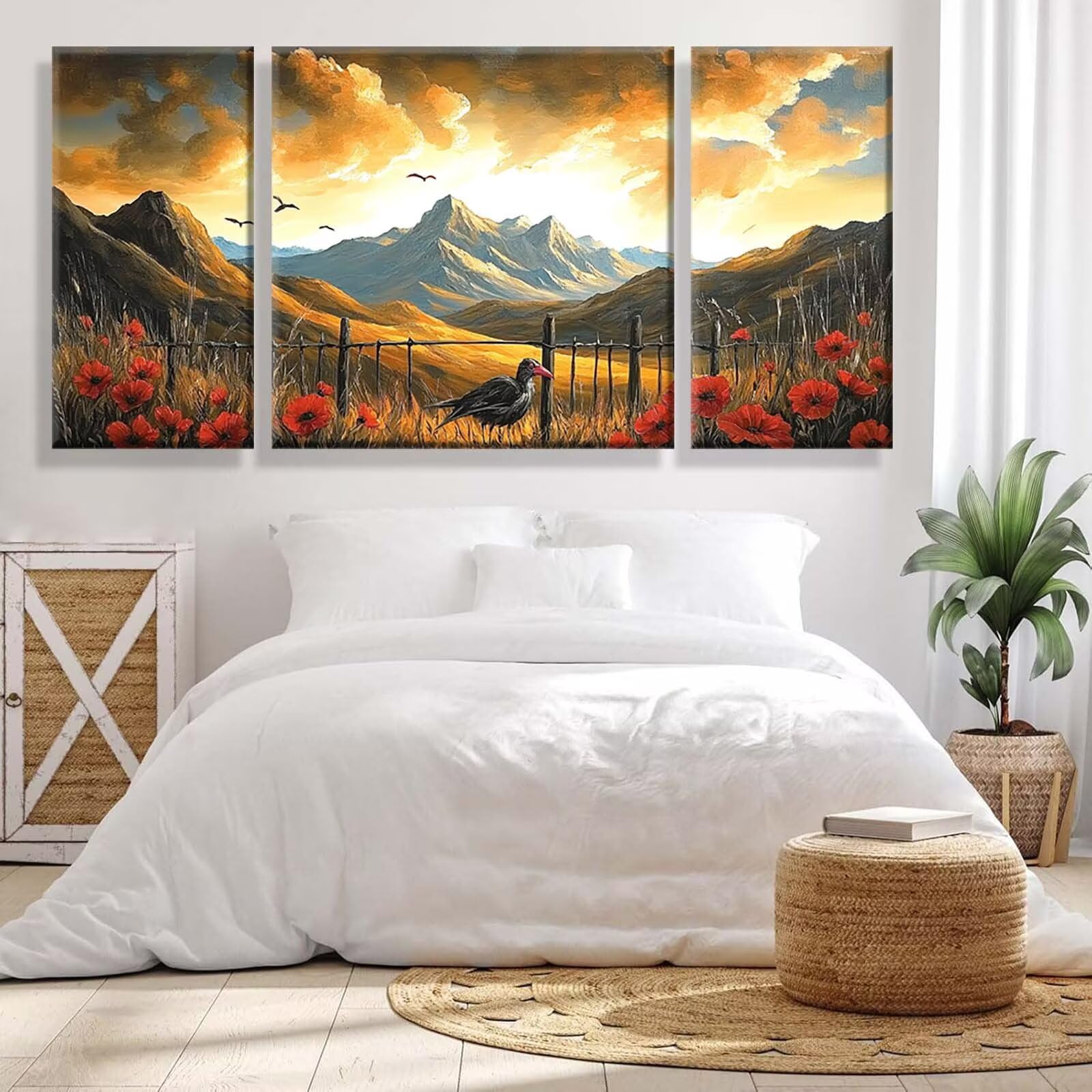 3 Pezzi Dipingere con i Numeri adulti, Paint by Numbers Catena montuosa Paesaggio, Kit Lavoretti Creativi, Kit Pittura Acrilica Fai-da-Te, con Pennello, Decorazioni Casa 70x140cm Senza Cornice y1s-612