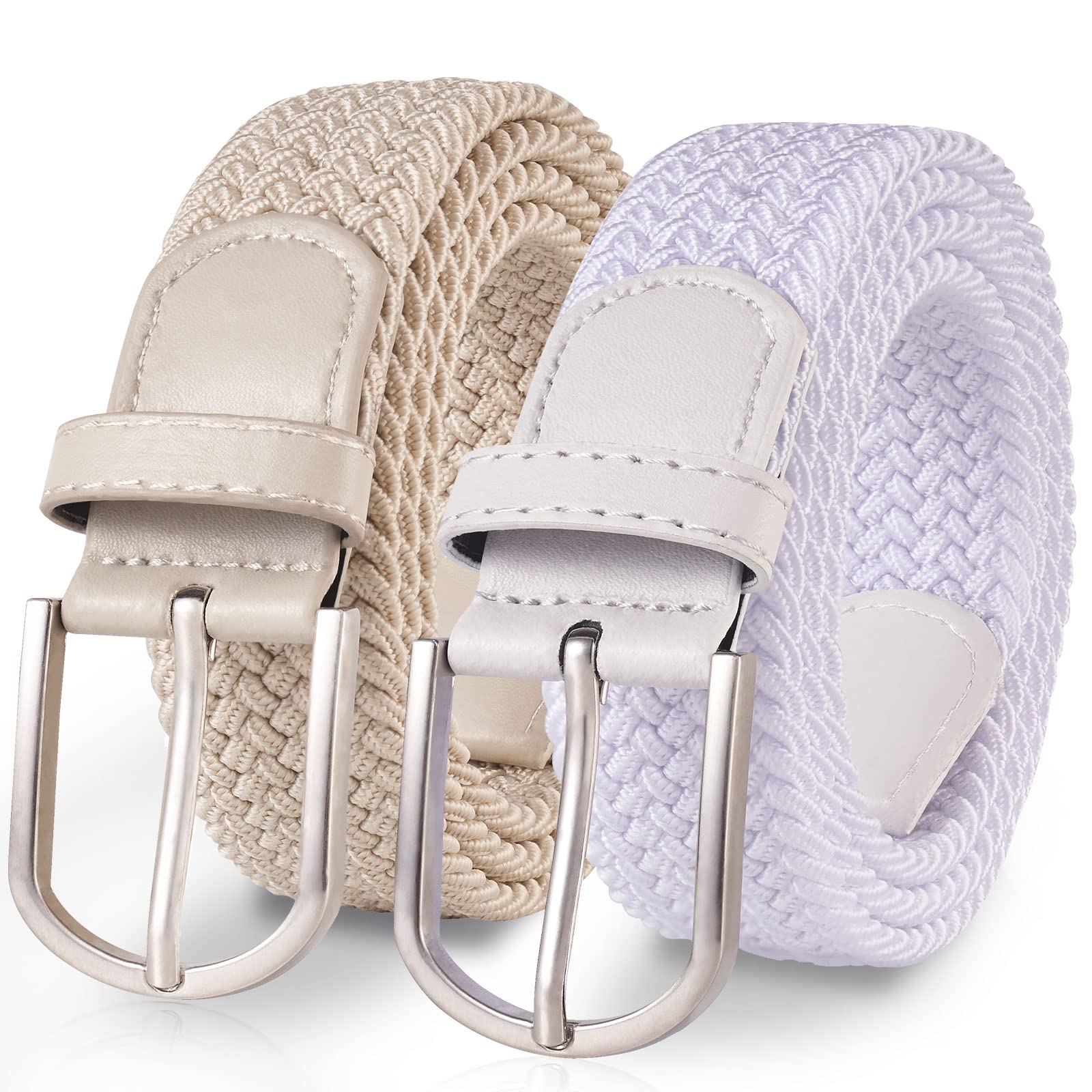 TANGCHAO 2 Stücke Stoffgürtel Stretchgürtel Elastik Flechtgürtel Geflochtener und Elastischer Dehnbarer Gürtel für Damen und Herren 3.3cm Länge 90 cm bis 135 cm