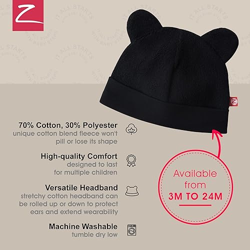 Miniatura 3 de Zutano Sombrero unisex de forro polar para bebé, gorro de invierno para niños y niñas, equipo de bebé para clima frío, gorra infantil
