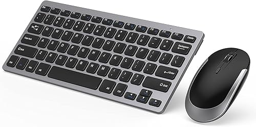 Ratón de teclado inalámbrico compacto, 2.4 GHz ultra delgado pequeño teclado inalámbrico combo para computadora de escritorio, portátil (negro y