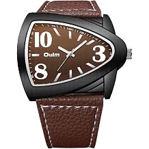 Aroncent Men's Triangle Watch - Unique Large Dial Quartz Wristwatch with Black Leather Band, Arabic Numerals, Waterproof Business Fashion Watch