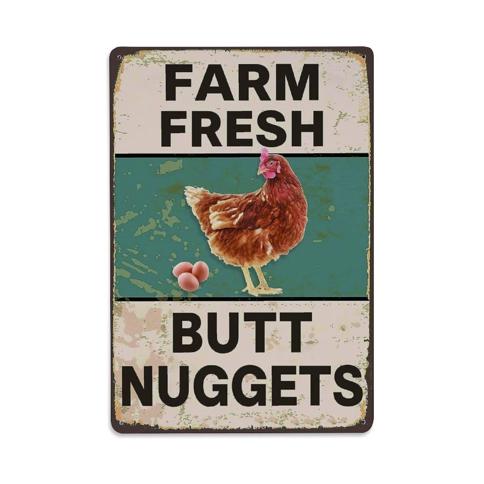 Ldfuieksufg Style Farm Fresh Chicken Eggs Rustic Vintage Metal Sign Vintage Aluminium Metal Sign, Retro Wall Decor For Home, Bar, Garage & Farmhouse 30X20cm