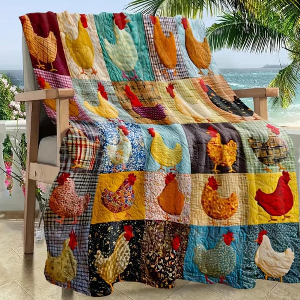 Überwurfdecke mit Hühner-Motiv, Vintage-Hahn-Druck, Decke für Erwachsene, Frauen, Kinder, dekorative Überwurfdecken, gemütlich, weiche Plüschdecken für Couch, Bett, Sofa, warmes Bauernhaus-Geschenk