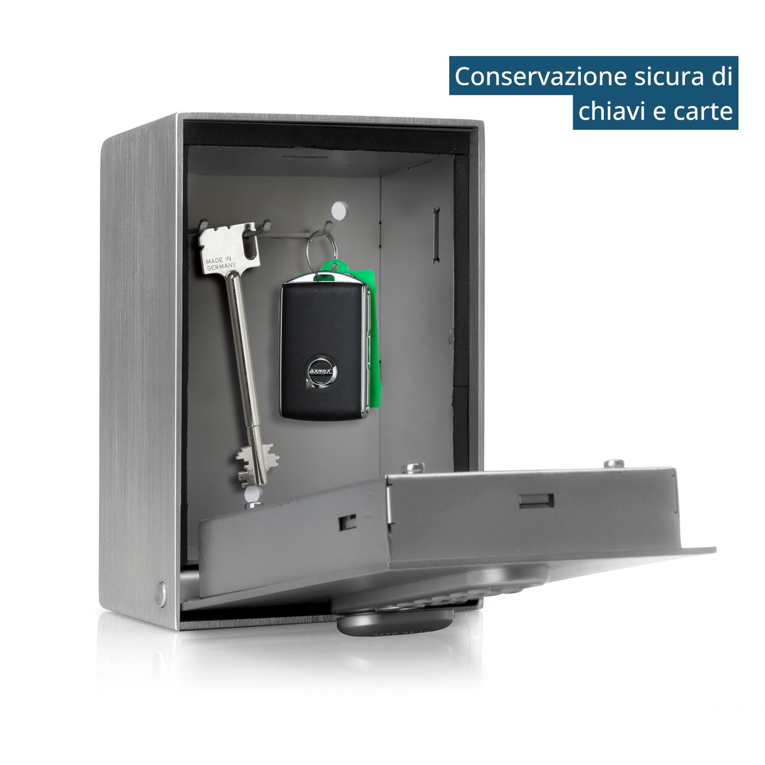 masunt cassaforte per chiavi 2120 E Code | innovativa assegnazione online del codice a distanza | cassaforte elettronica per chiavi in acciaio inox V2A massiccio | massima sicurezza
