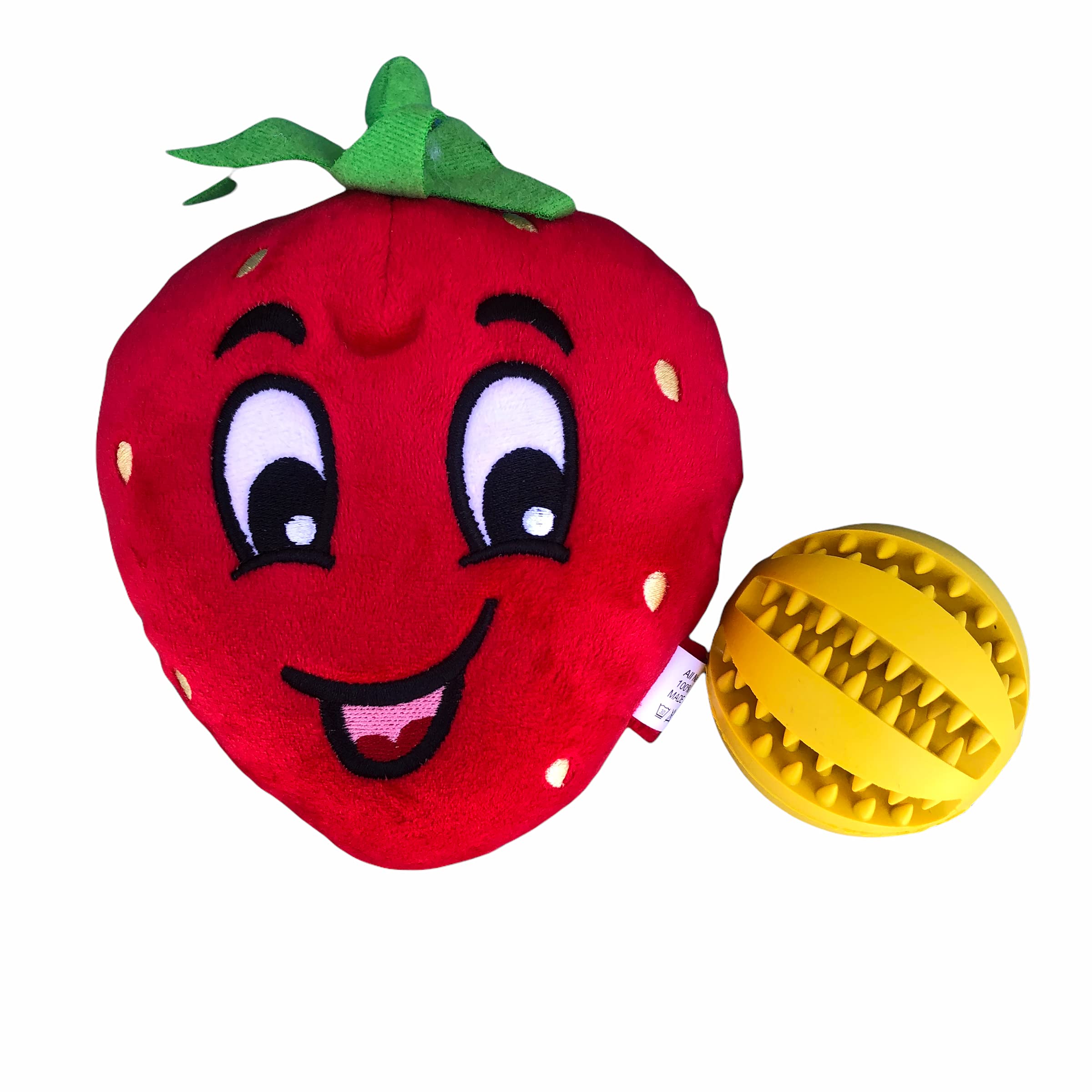Glow Pups Strawberry Dog Toy with Rubber Treat Ball, 2 Pack Dog Toy, Dog Toy with Squeaker, Food Shaped Dog Toy — image 1