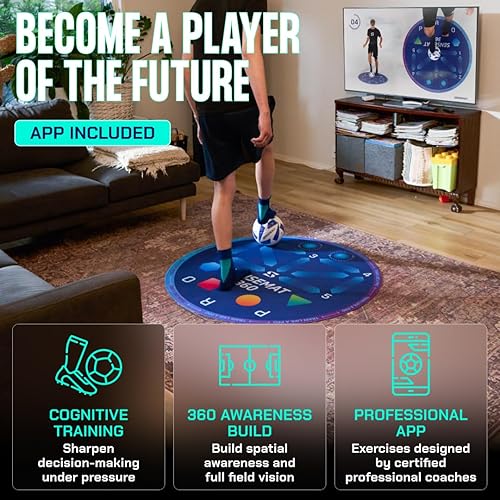 Vista 5 de Sensemat 360 Alfombrilla de Entrenamiento de Fútbol Alfombrilla de Entrenamiento Antideslizante con Diseño de 360 Grados Entrenamiento de Juego