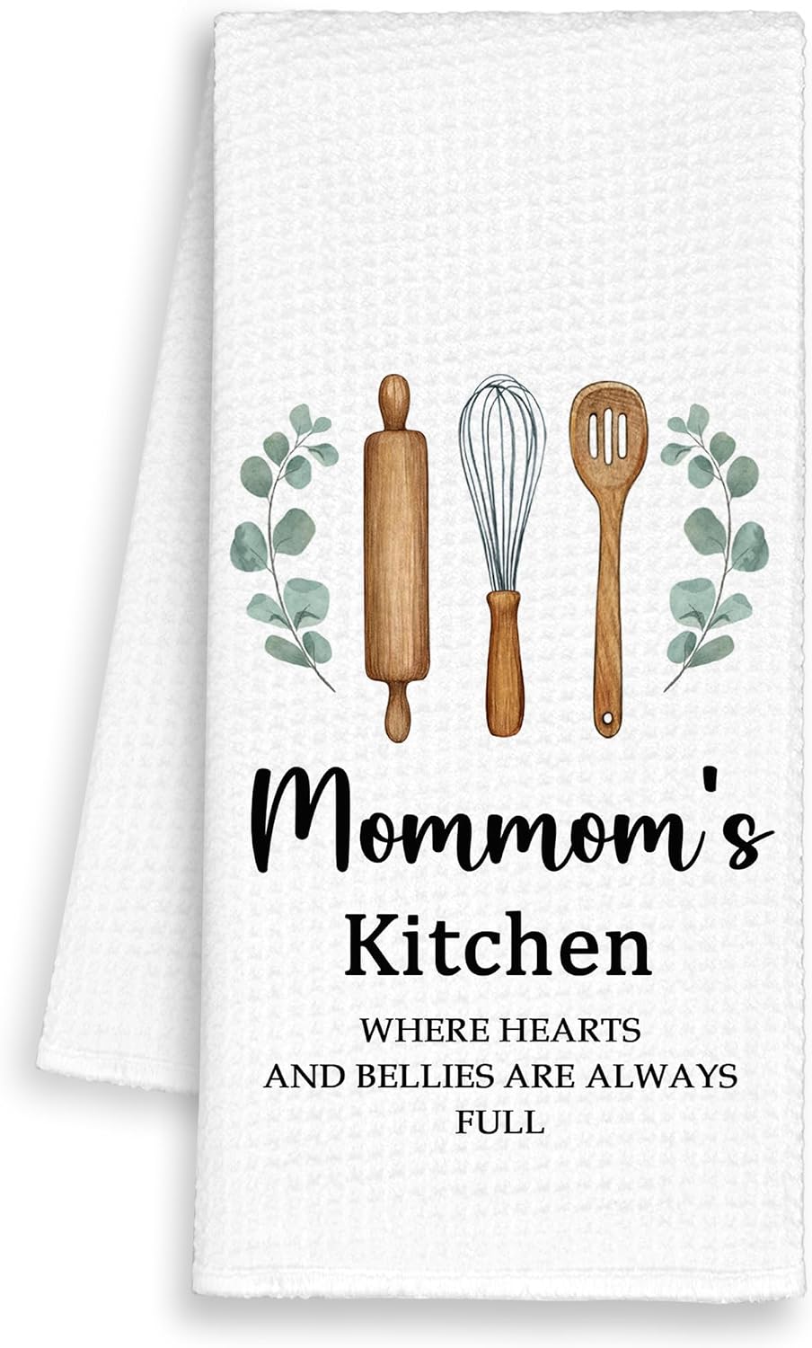 Mommom's Kitchen Towels Gifts, Grandma Gifts for Birthday Mother's Day Christmas, Rustic Hand Towels Decor for Bathroom, Botanical Eucalyptus Dish Towel, Farmhouse Tea Bar Towel Home 16x24in