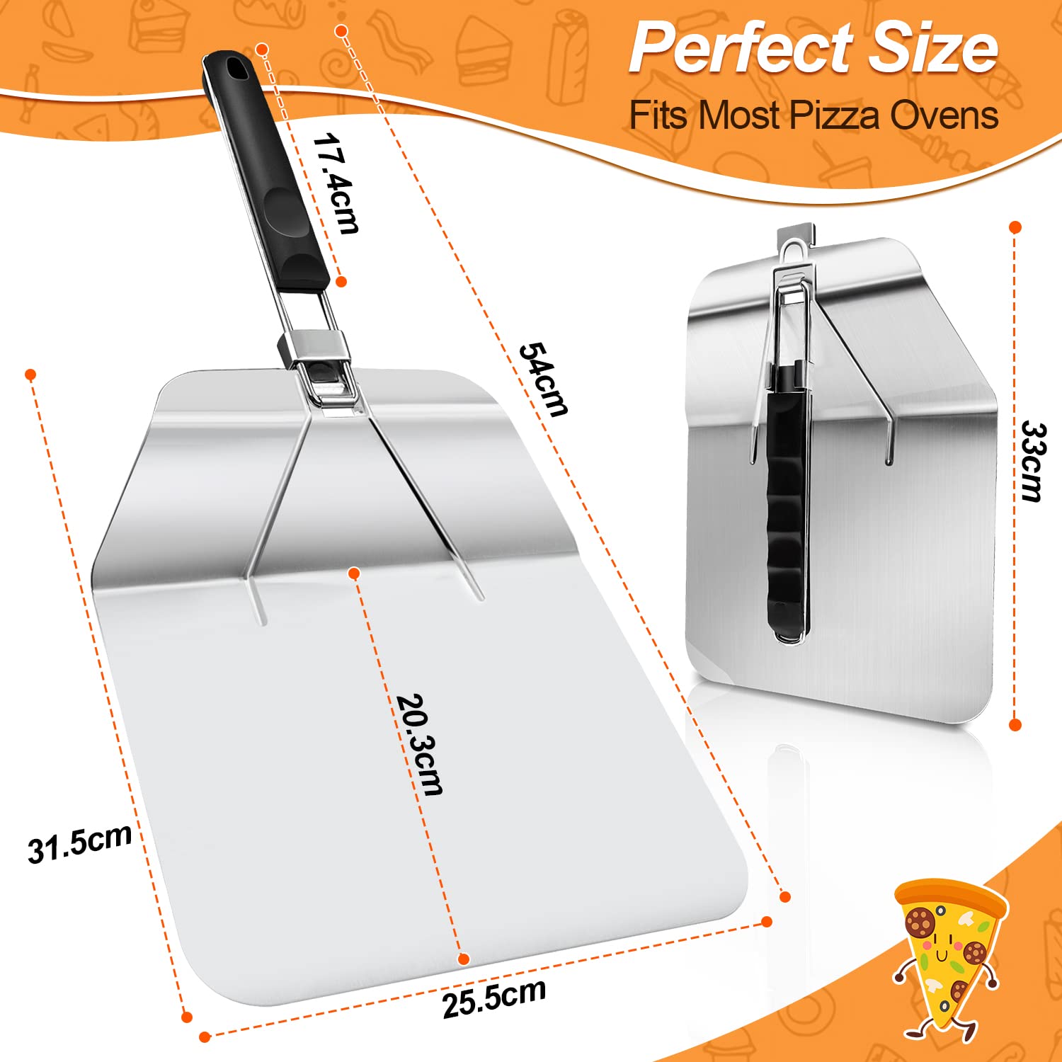 Pala Per Pizza In Acciaio Inox - Grande, Con Manico Pieghevole, Per Forno E Barbecue - Foto 9