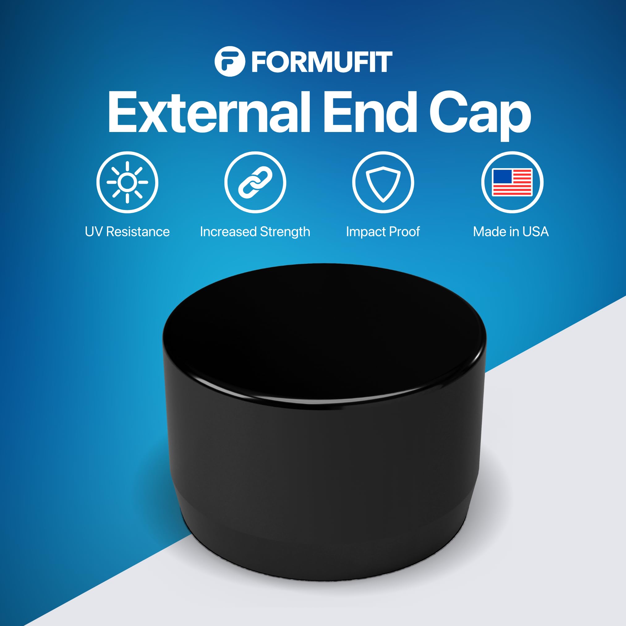 FORMUFIT F112EEC-BK-10 1-1/5.1 cm zewnętrzna płaska zaślepka klasy meblowej w kolorze czarnym, średnica 4,8 cm, PCW (10 sztuk)