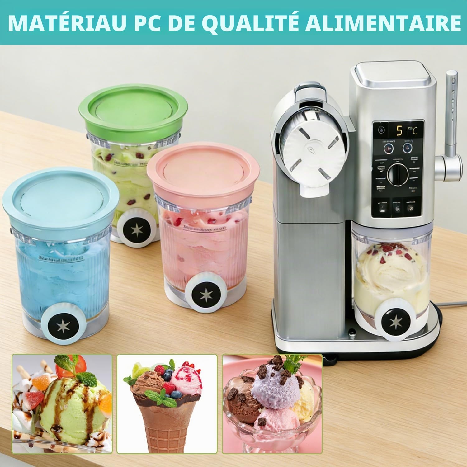 Lot de 4 récipients à pinte de rechange 480 ml pour Ninja Creami Swirl série NC700 NC701EU - Compatible avec les accessoires de sorbetière Ninja Swirl - Sans BPA et passe au lave-vaisselle