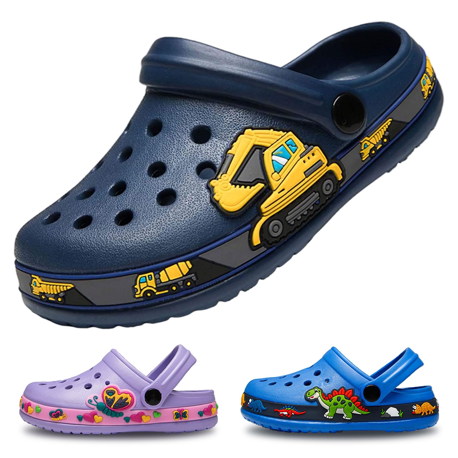 EDOTON Kinder Clogs und Pantoletten Weiche und Bequeme Gartensandalen Für Kinder Leicht rutschfest mit Niedlichen Muster Baby Hausschuhe （Unisex）