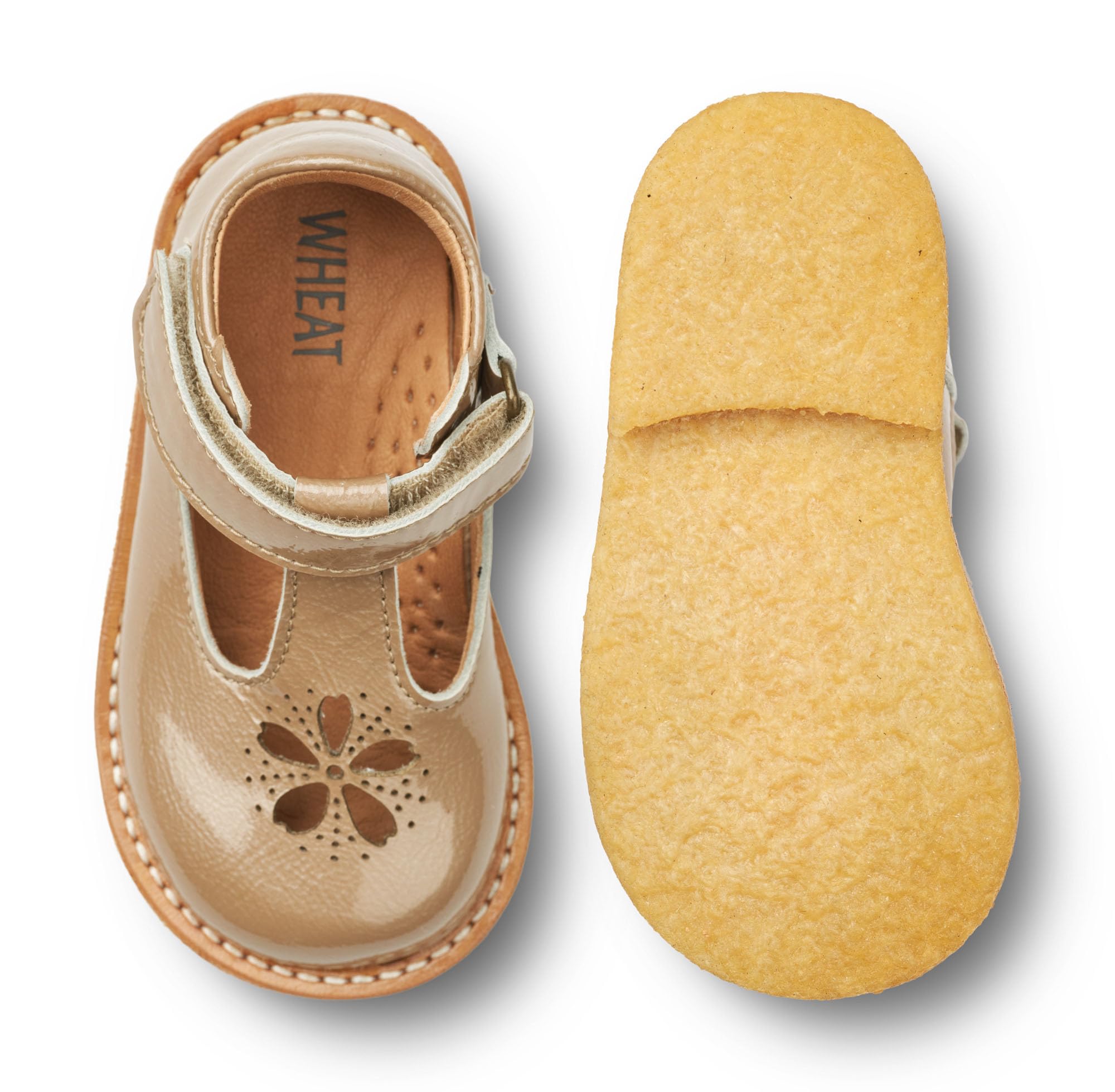 Wheat Scarpe Primi Passi Asta Mary Jane, 100% Pelle Brevettata, Traspiranti, Inizia a Camminare Unisex-Bambini e Ragazzi