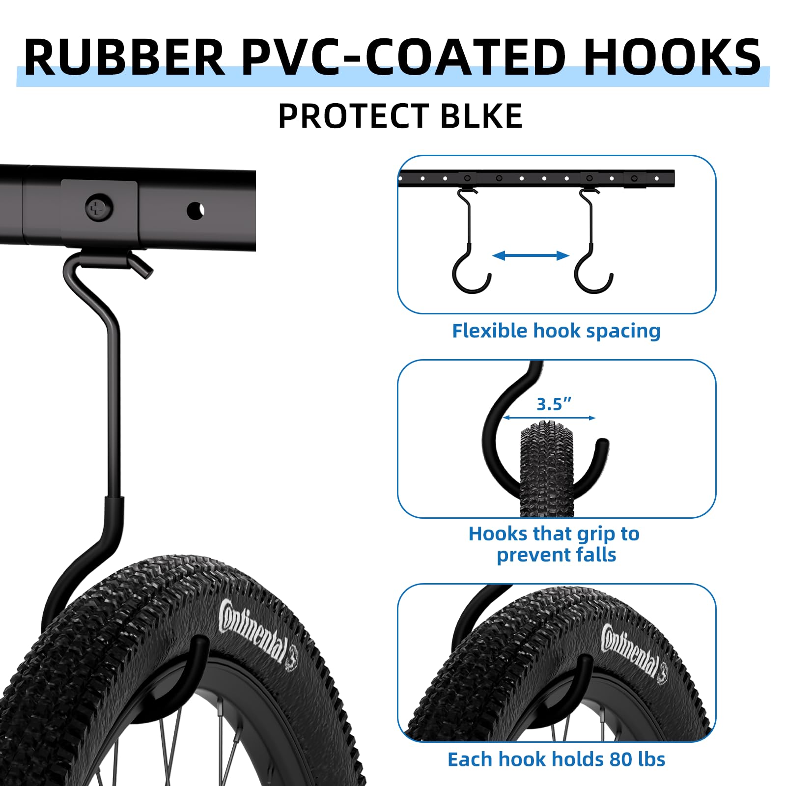 Urban Deco Portabici da soffitto per garage, sistema di ganci per biciclette con 8 ganci regolabili da soffitto per contenere 4-8 biciclette, soluzioni di archiviazione per biciclette da garage per