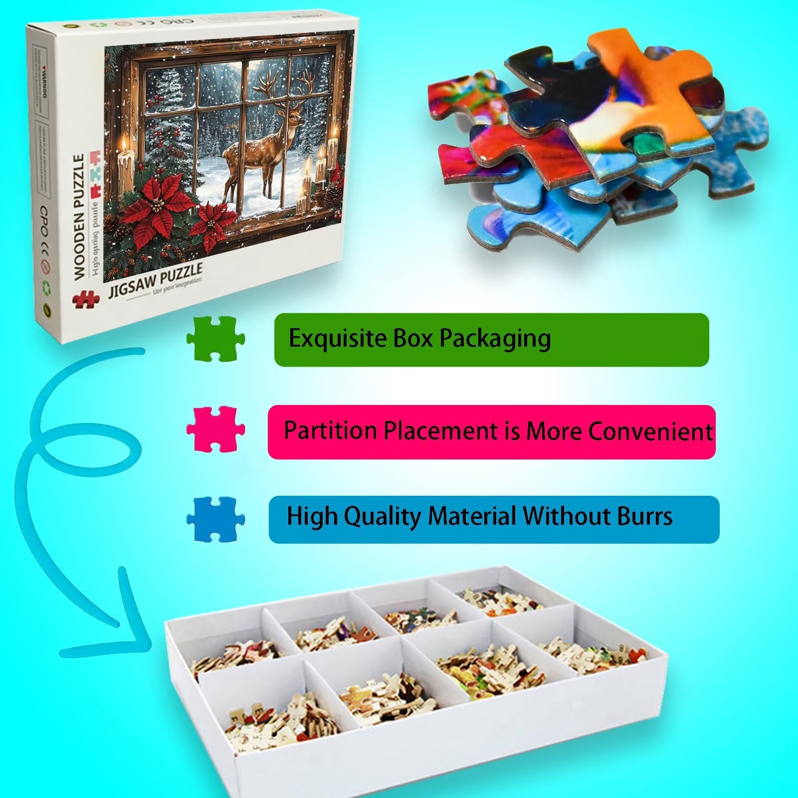 Puzzle 6000 sztuk świeca, puzzle dla dorosłych, drewniane puzzle idealnie pasują, litery na plecach, puzzle jelenia dla dorosłych kompaktowe pudełko, prezent dla kobiet 179,5 x 105,5 cm 8p-451