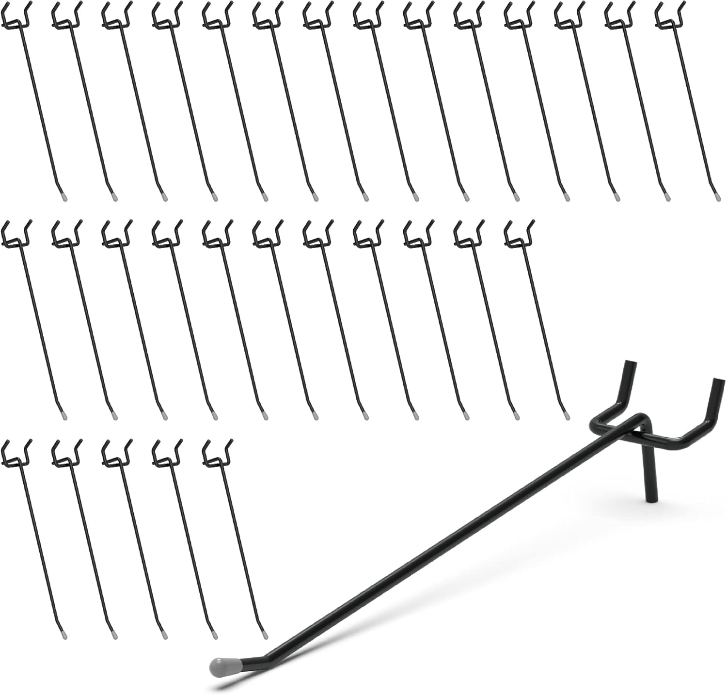 HUHOLE Pegboard Hooks 6 Inch 50PC, Black Peg Board Hooks, Fit 1/4" or 1