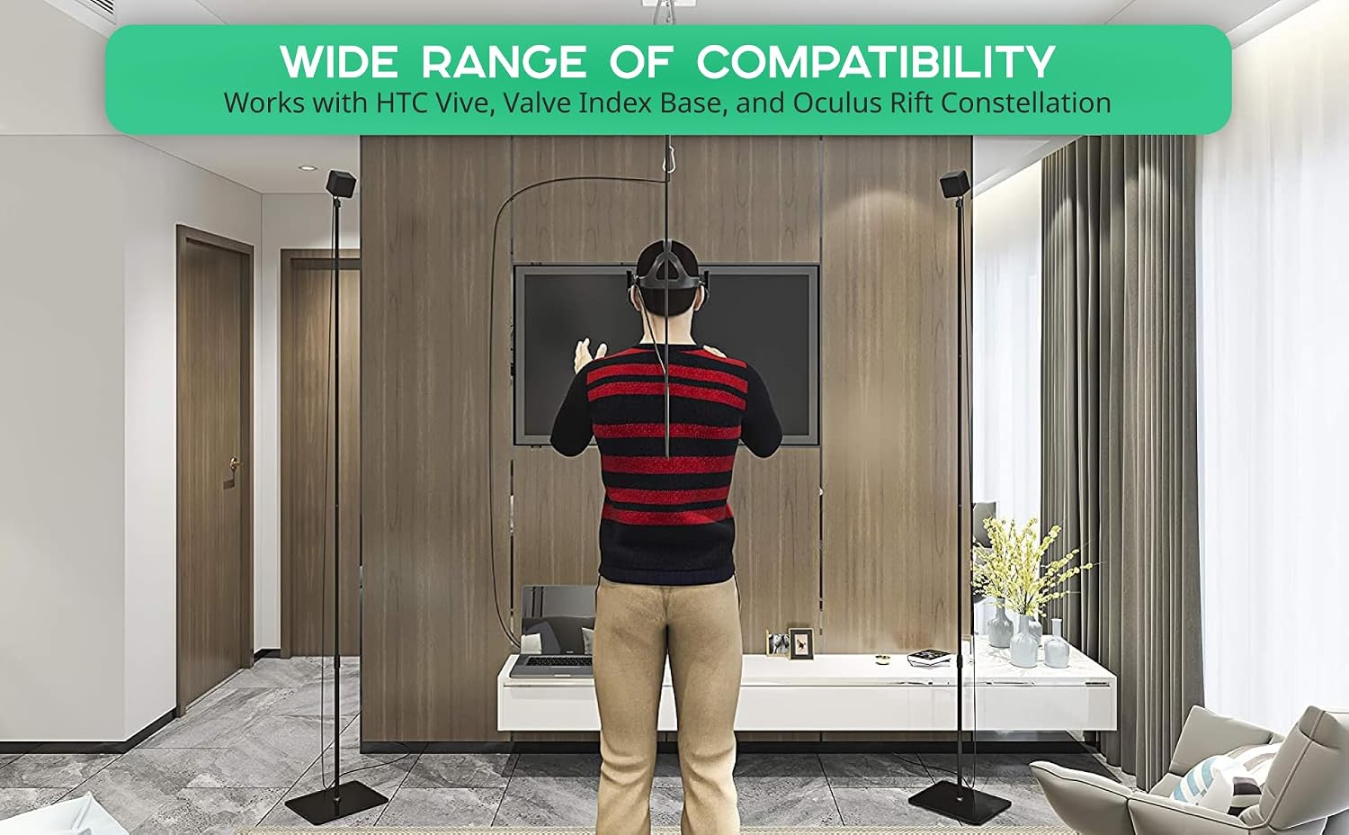 Skywin VR Glass Stand with Cable, Tempered Glass VR Sensor Stand - 2 Pack