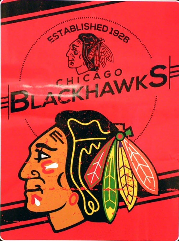 Officially Licensed NHL "Stamp" Plush Raschel Throw Blanket, Multi Color, 60" x 80"