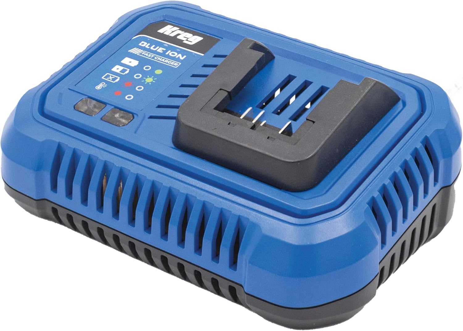 Kreg 20V Blue Ion Fast Charger - Rapid Charging Station - Smart Charge System with Fast Charge Corded Base - Portable Wall Mountable Fast Battery Charger - CRGR401A