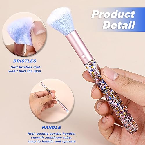 Miniatura 3 de Juego de 7 brochas de maquillaje, brochas de maquillaje con brillo de cristal, cepillo profesional para mezclar con mango de lentejuelas, lindo