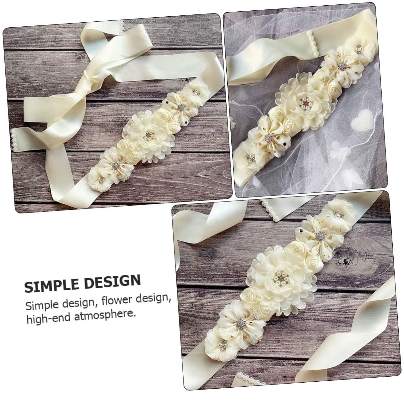 LIFKOME 2piezas Cinturón Decorativo De Flores Para Mujer Sash De Embarazo y Fotografía Cinturón De Vestido De Fiesta