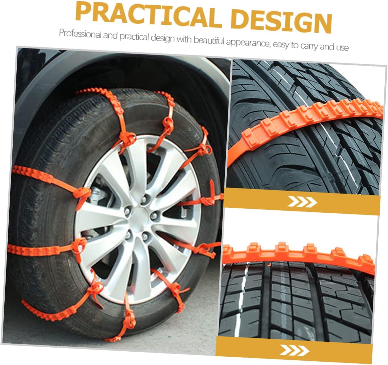 10pcs Passenger Car Tire Chains Cables Non-skid for Winter Weather Safety