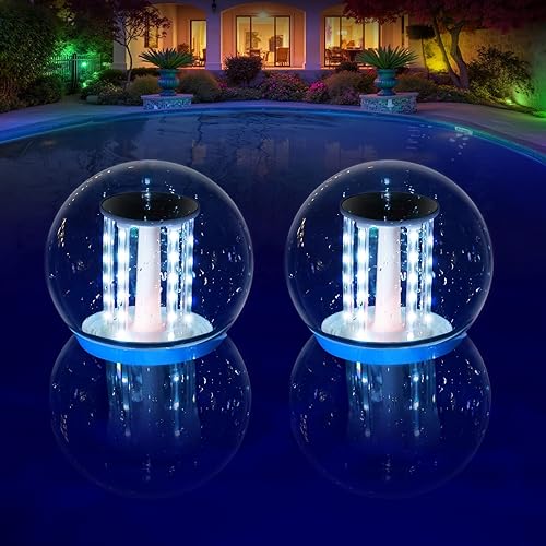 Miniatura 8 de Luces flotantes para piscina, luces solares RGB que cambian de color que flotan, luz de piscina impermeable IP68, luz flotante solar de marquesina