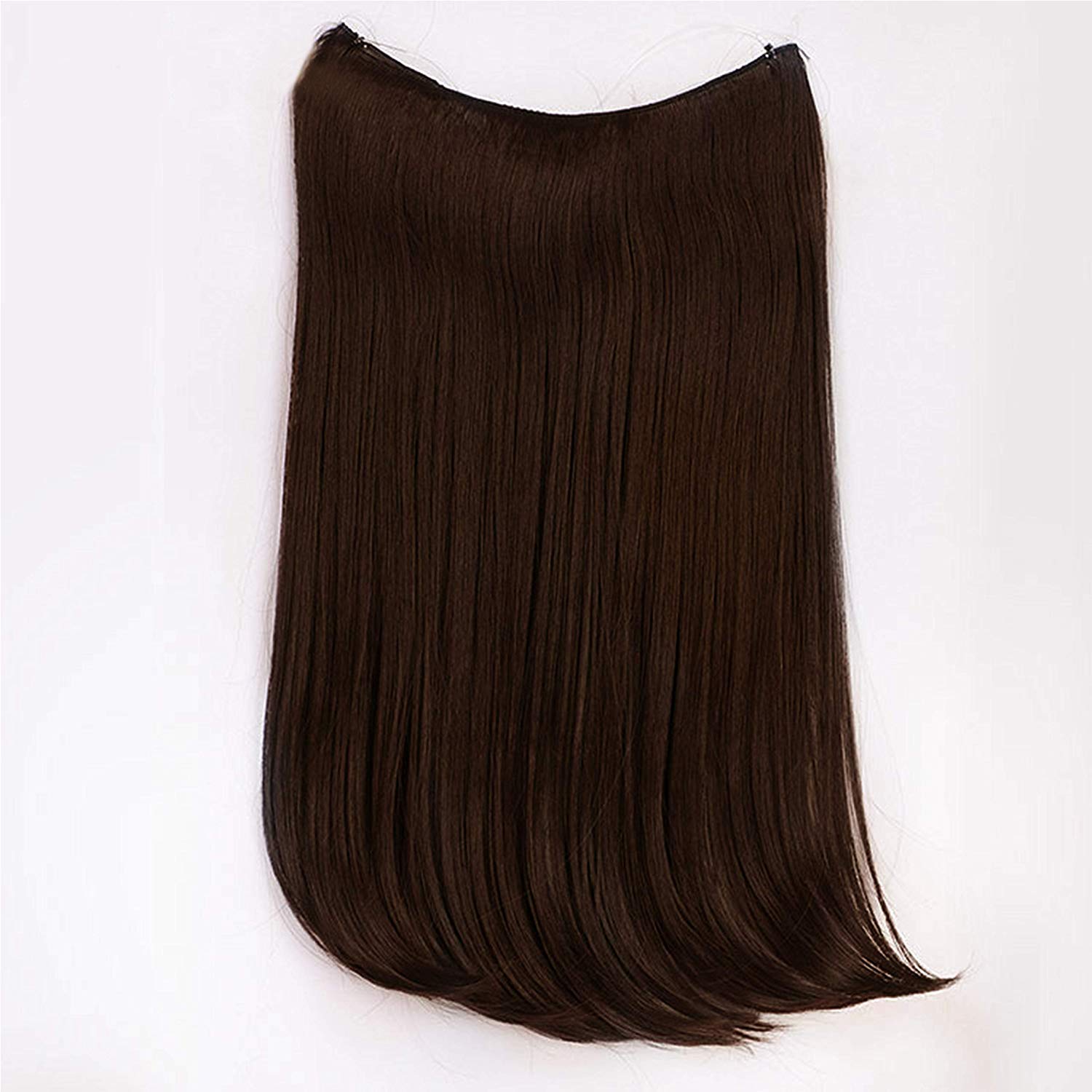 Rapidsflow® Secret Invisible Hidden Wire Synthetic Hair Extensions For Women And Girls, No Clip Hair Pieces (Straight, DB) (Free 6 Extensions Clip)