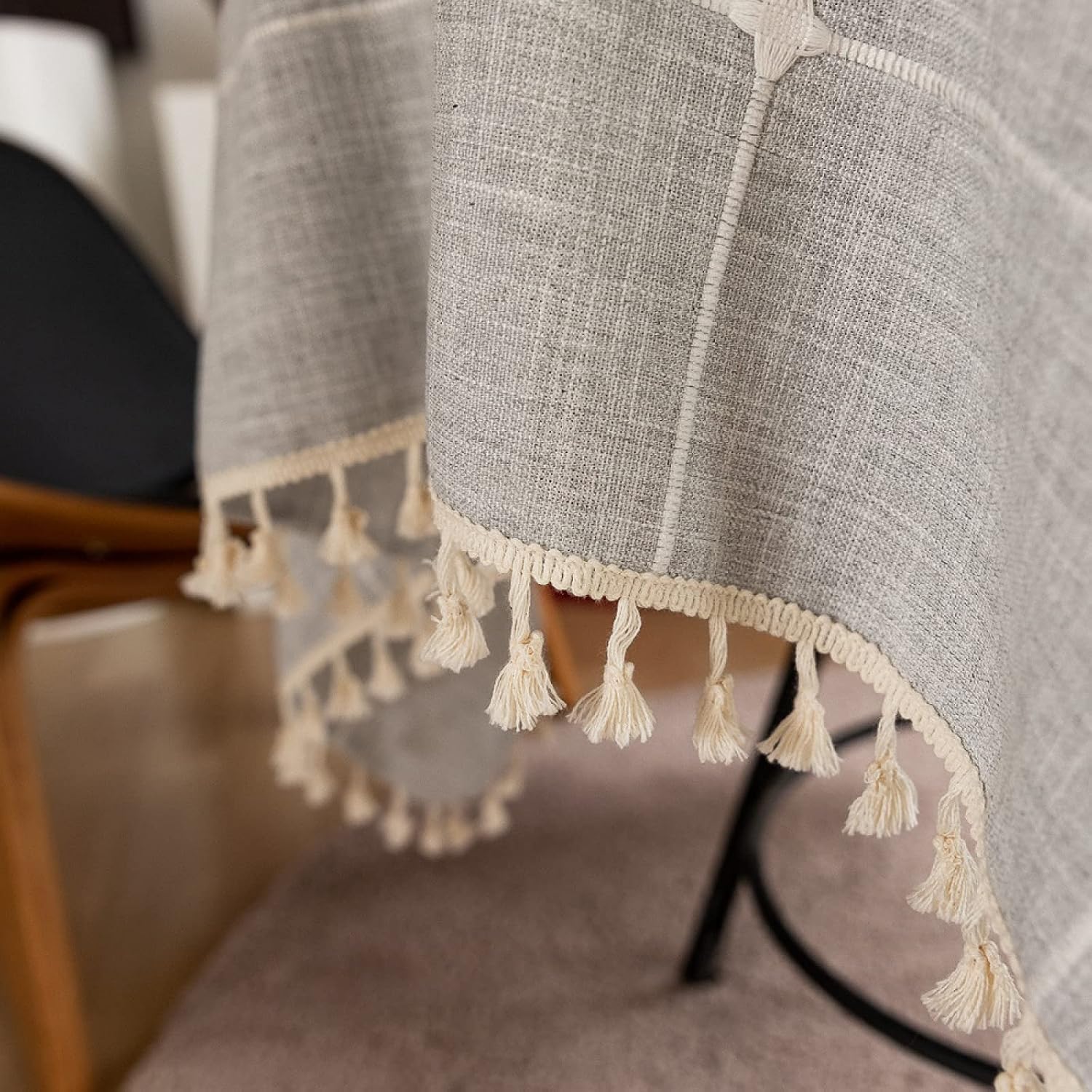 Simple Nordic Style Tablecloth Tablecloths Dust-Proof Cotton Linen Table Cover for Buffet Table Parties Holiday Dinner 228x228cm（90Inch） (Bt 01) image 3