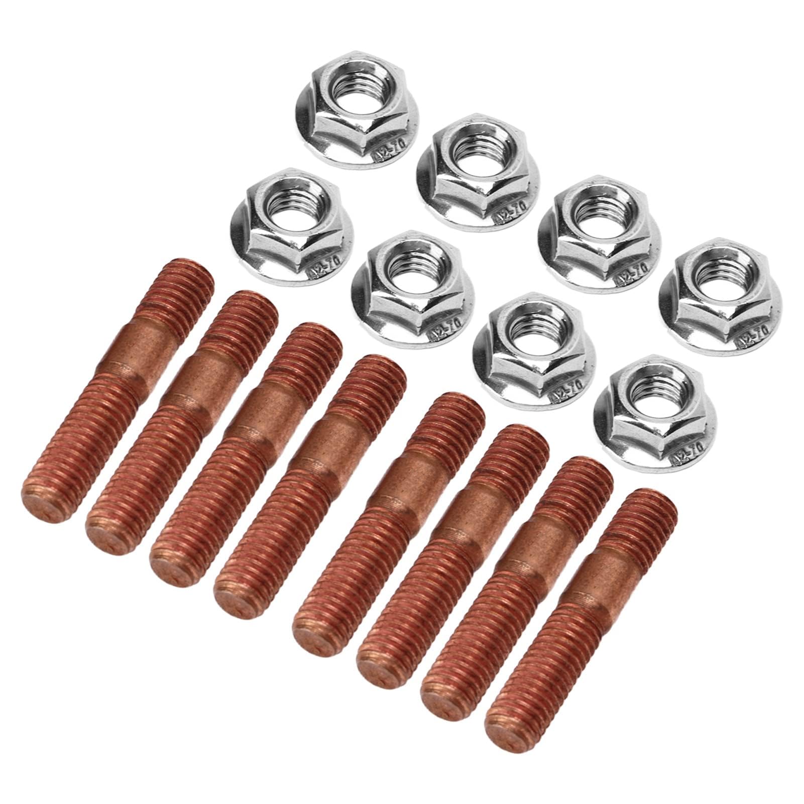 Kit de Goujons Allongés pour Collecteur D'admission, 8 Pièces M8 1,25 Kit de Goujons Turbo Filetés 8 Mm en Alliage Métallique Résistant à la Haute Pression pour Collecteur D'échappement