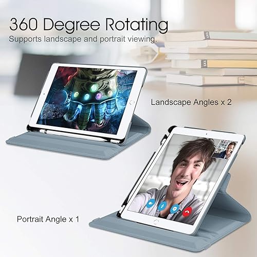 Vista 226 de Fintie - Funda giratoria para iPad de 9ª generación / 8ª generación / 7ª generación, de 10.2 pulgadas, funda giratoria en 360 grados, funda Azul