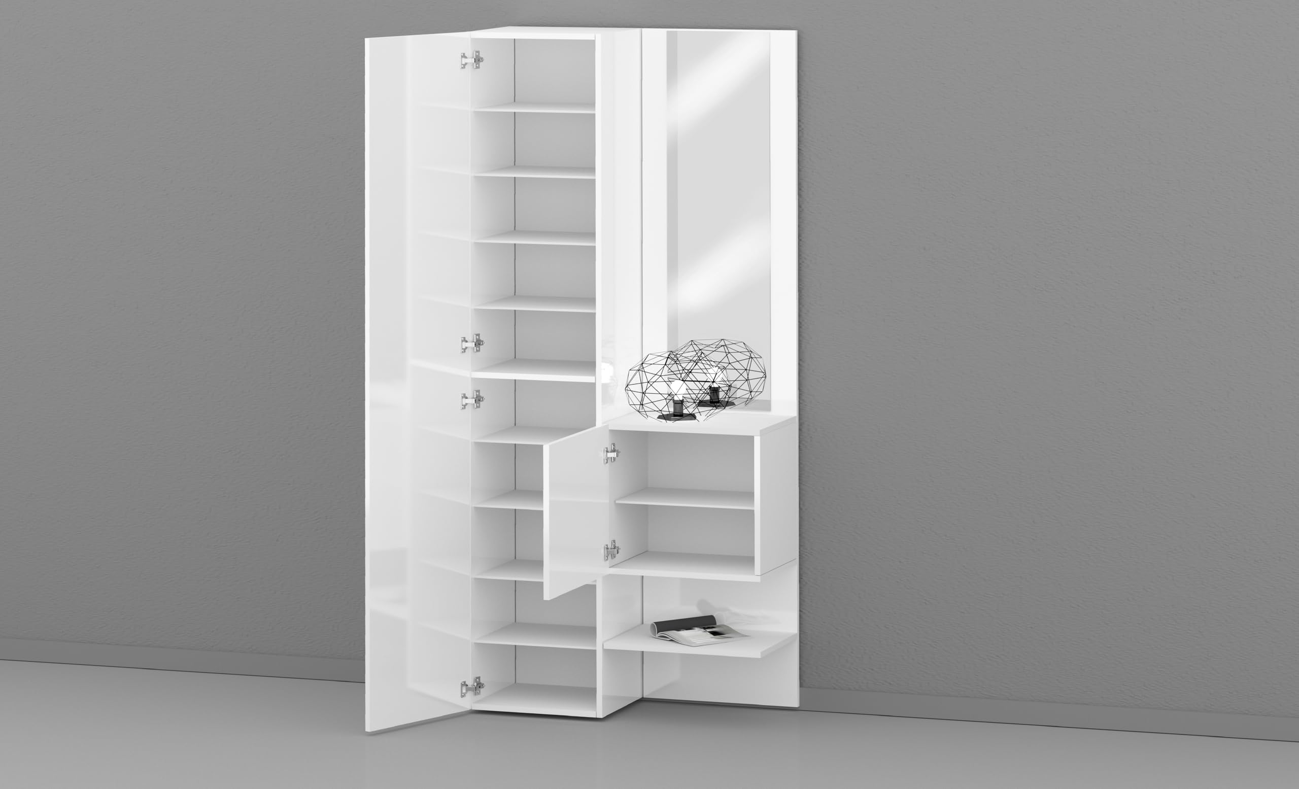 Web Convenienza - Mobile Ingresso Specchiera Moderna - Made in Italy - Collezione Harmony - Mobile Specchio con Scarpiera 2 Piani - Struttura Bianca per Soggiorno (INGRESSO MOBILI)