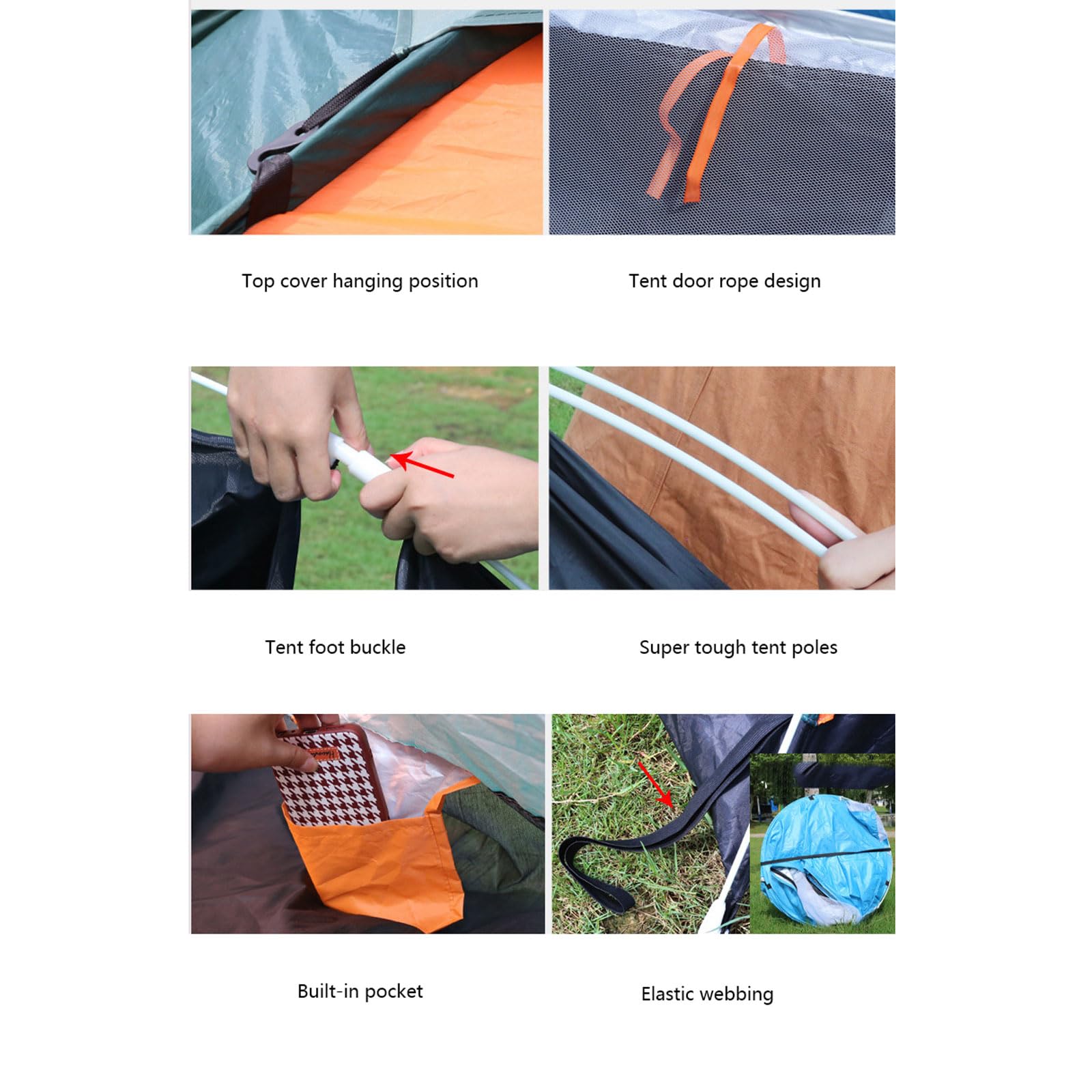 Tenda da Campeggio Leggera Tenda Campeggio 2-4 Persone,Impermeabile Antivento Tenda a Due Porte Tenda Pop-up da Campeggio Automatica Tenda Pieghevole Facile da Montare per Outdoor,Escursionismo