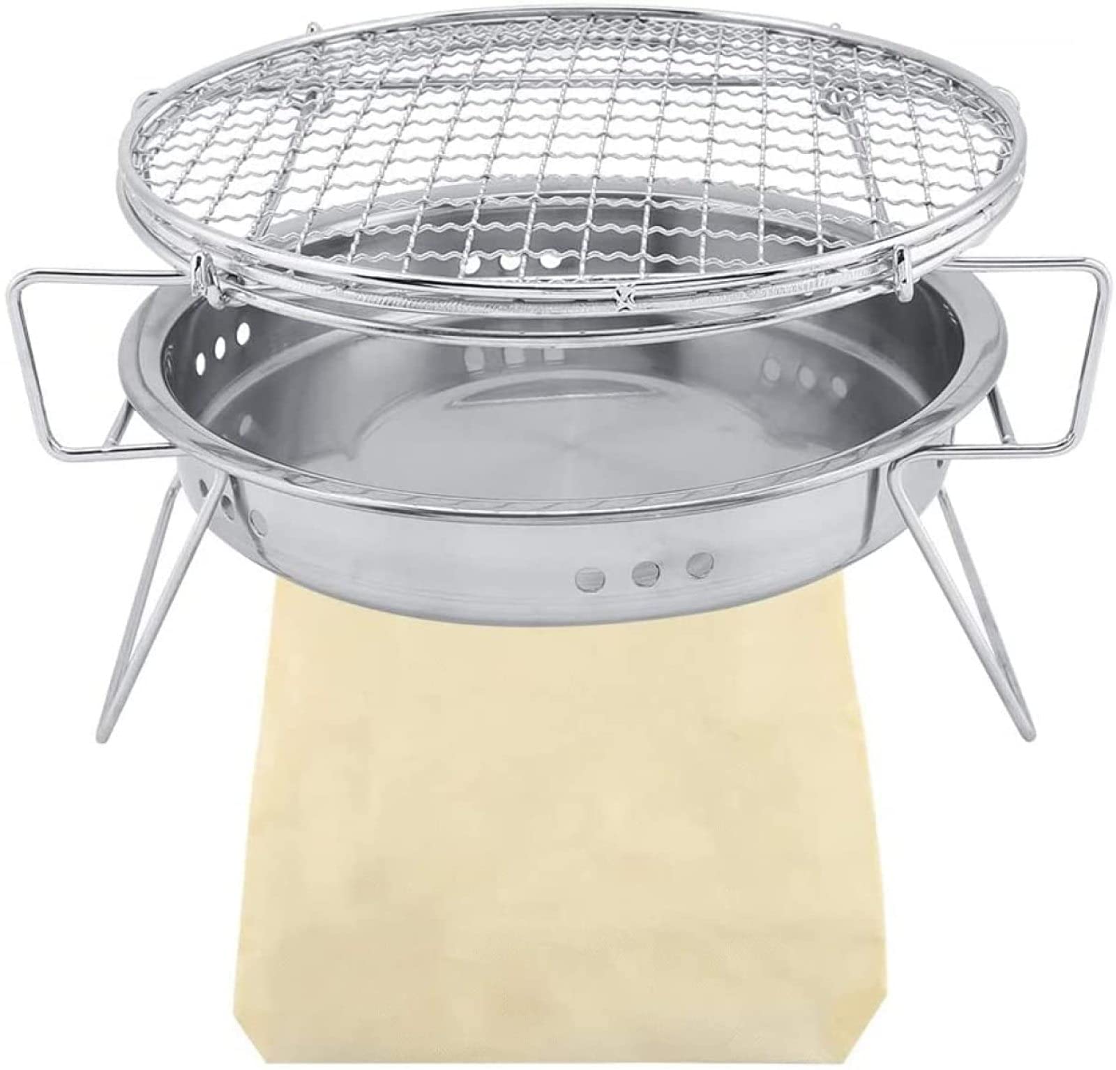 Griglia per Barbecue a Carbone Multifunzionale, Griglia per Barbecue Coreana per Uso Domestico, Fornello da Campeggio Portatile, Griglia affumicatrice da Tavolo, Acciaio Inox