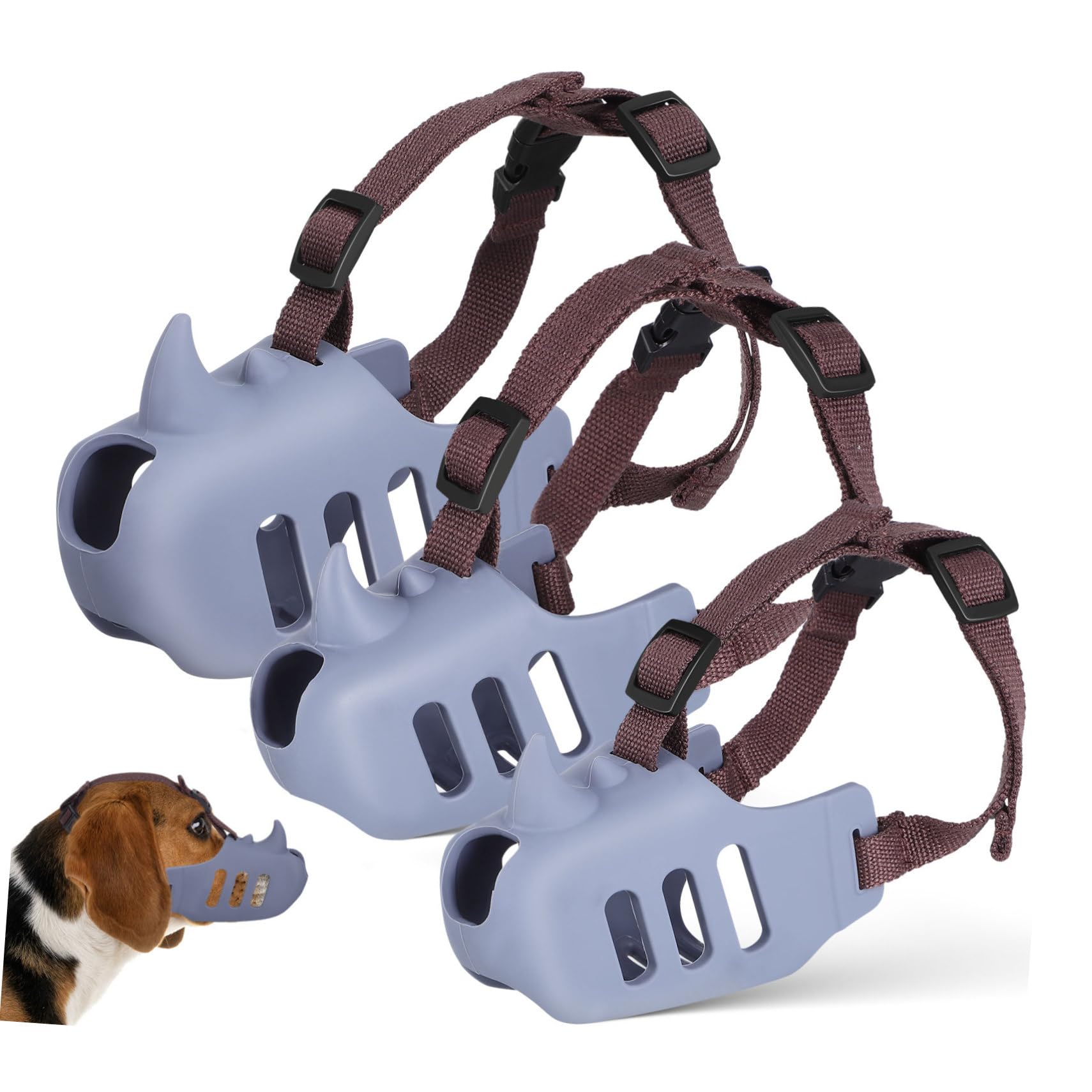 Abaodam 3piezas Bozal para Perros Medianos Ajustable y Antiladridos para Paseos y Adiestramiento Color Gris Profundo