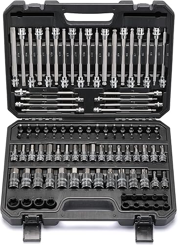 Mayouko Juego de 107 puntas de 14 pulgadas, 38 pulgadas y 12 pulgadas, TorxExtra largo Torxa prueba de manipulaciones, Torxhexagonalextremo de bola,