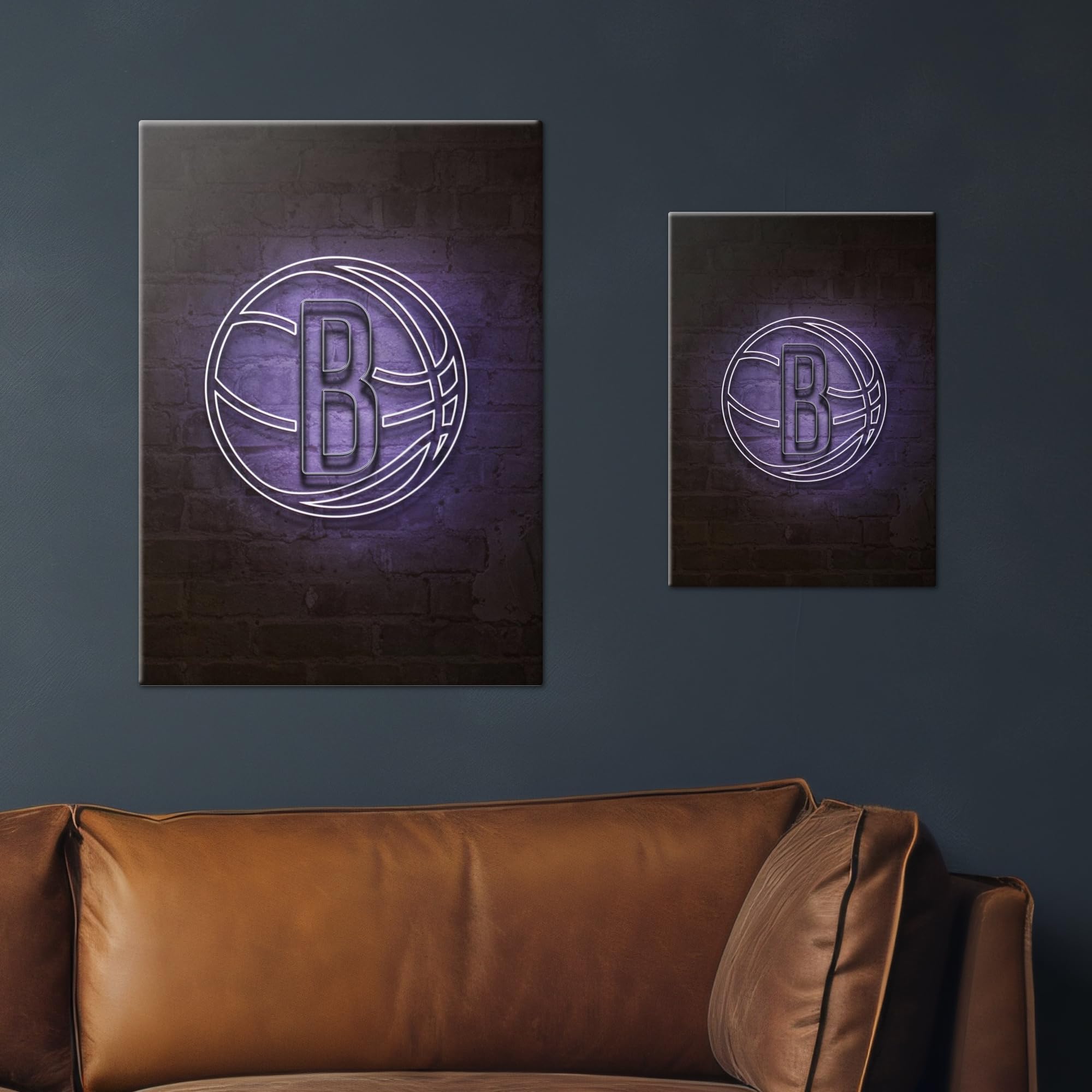 Displate Metall Poster NBA Brooklyn Nets Borough Neon Größe M | Basketball Bild Plakate für Schlafzimmer Dekor, Geschenke. Magnetische Befestigung Wandposter, Wanddeko. Metall Wandkunst.