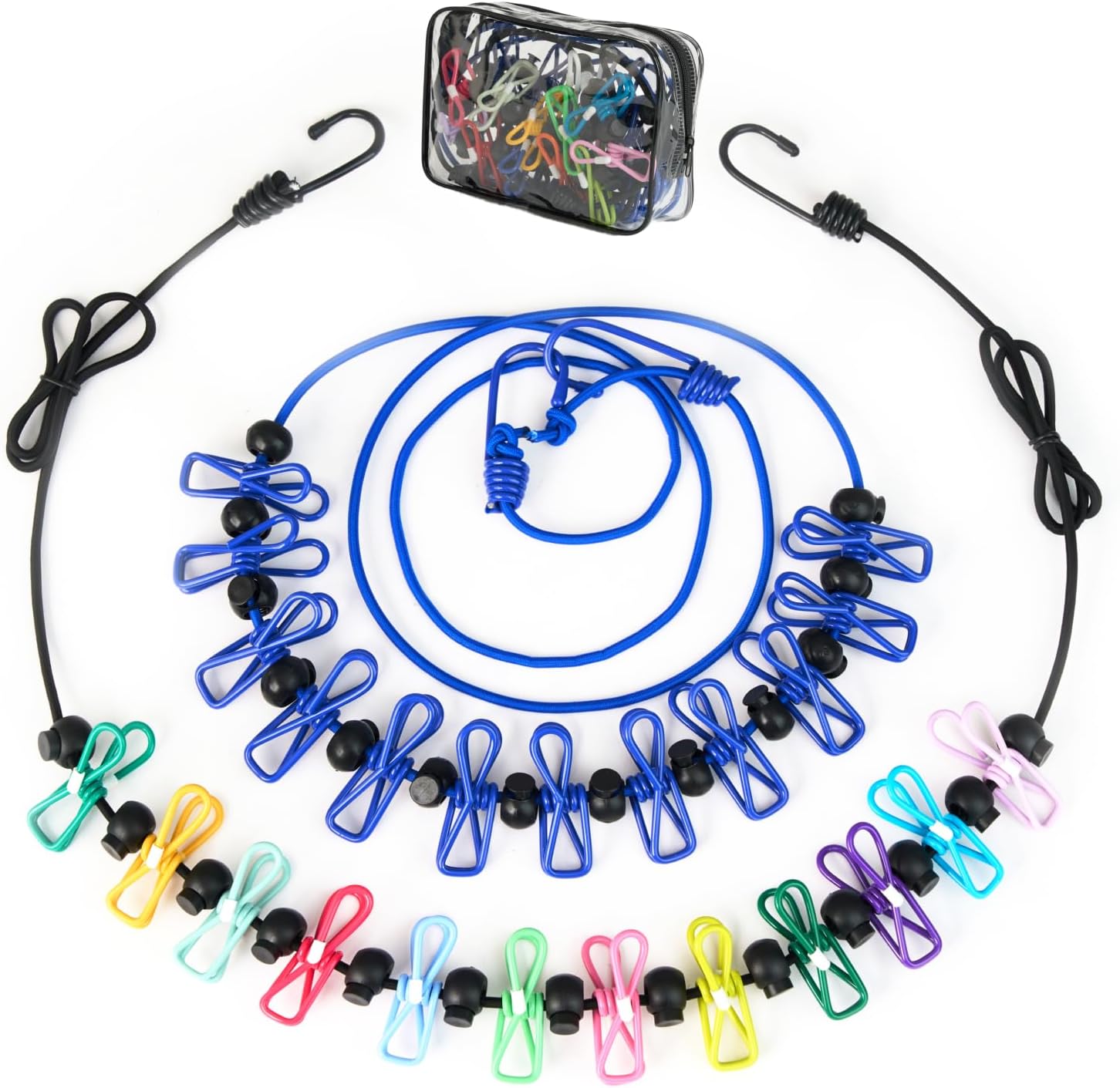 2 Pack Camping Portable Clothesline with for Travel 12